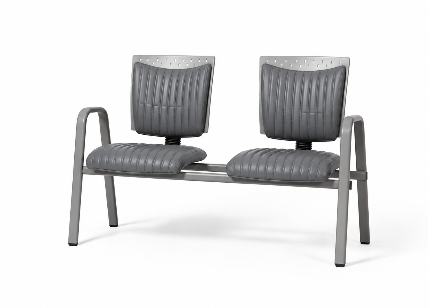 Galaxy 3-seater reception sofa, gray leather frame