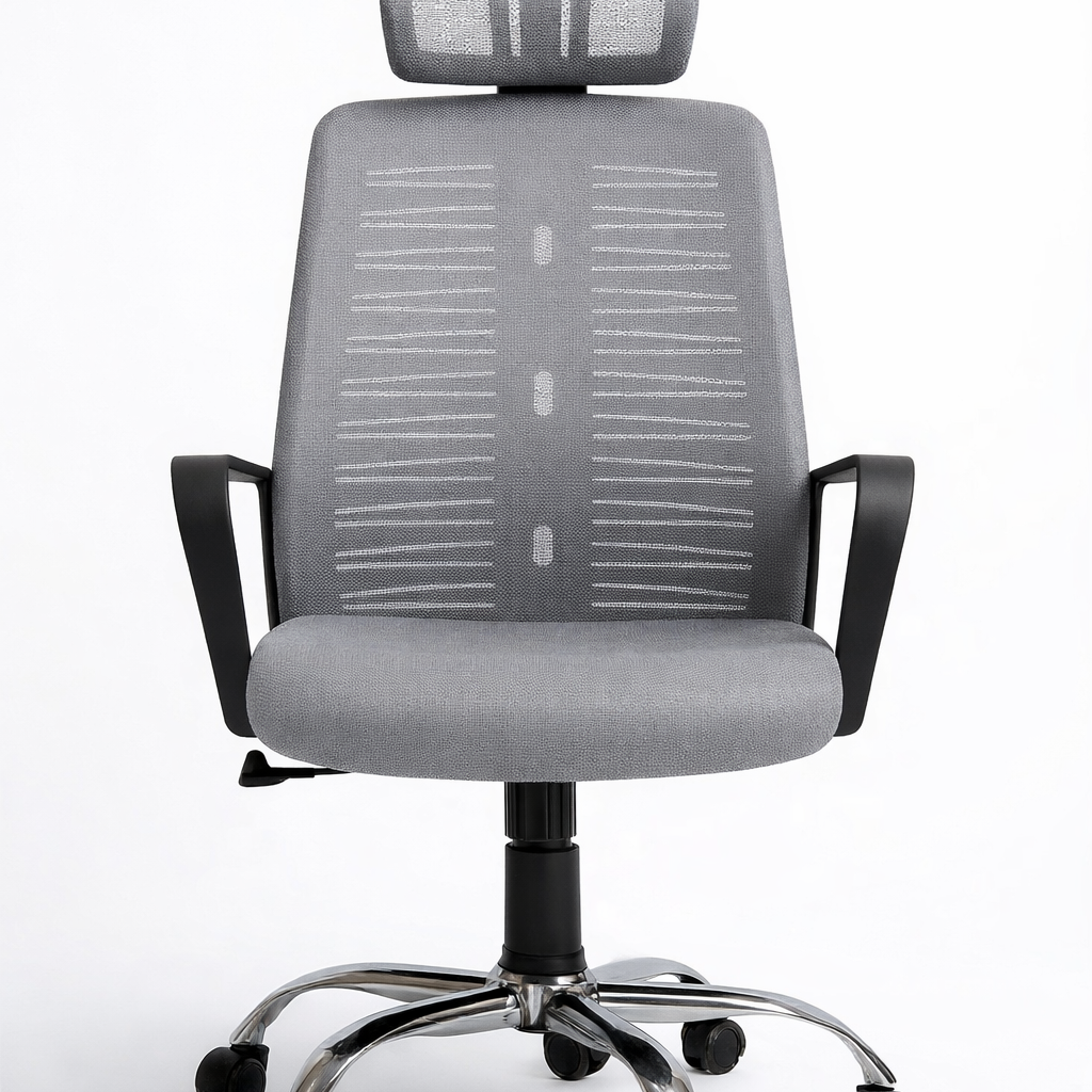 Roma Mesh Ergonomic Office Chair, Modern Design, Black Frame, Chrome Base