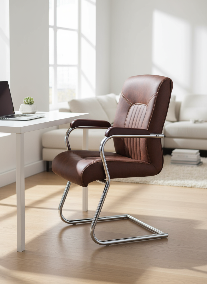 كلاسيك مود كرسي مكتب طبي جلد ثابت فريم كروم