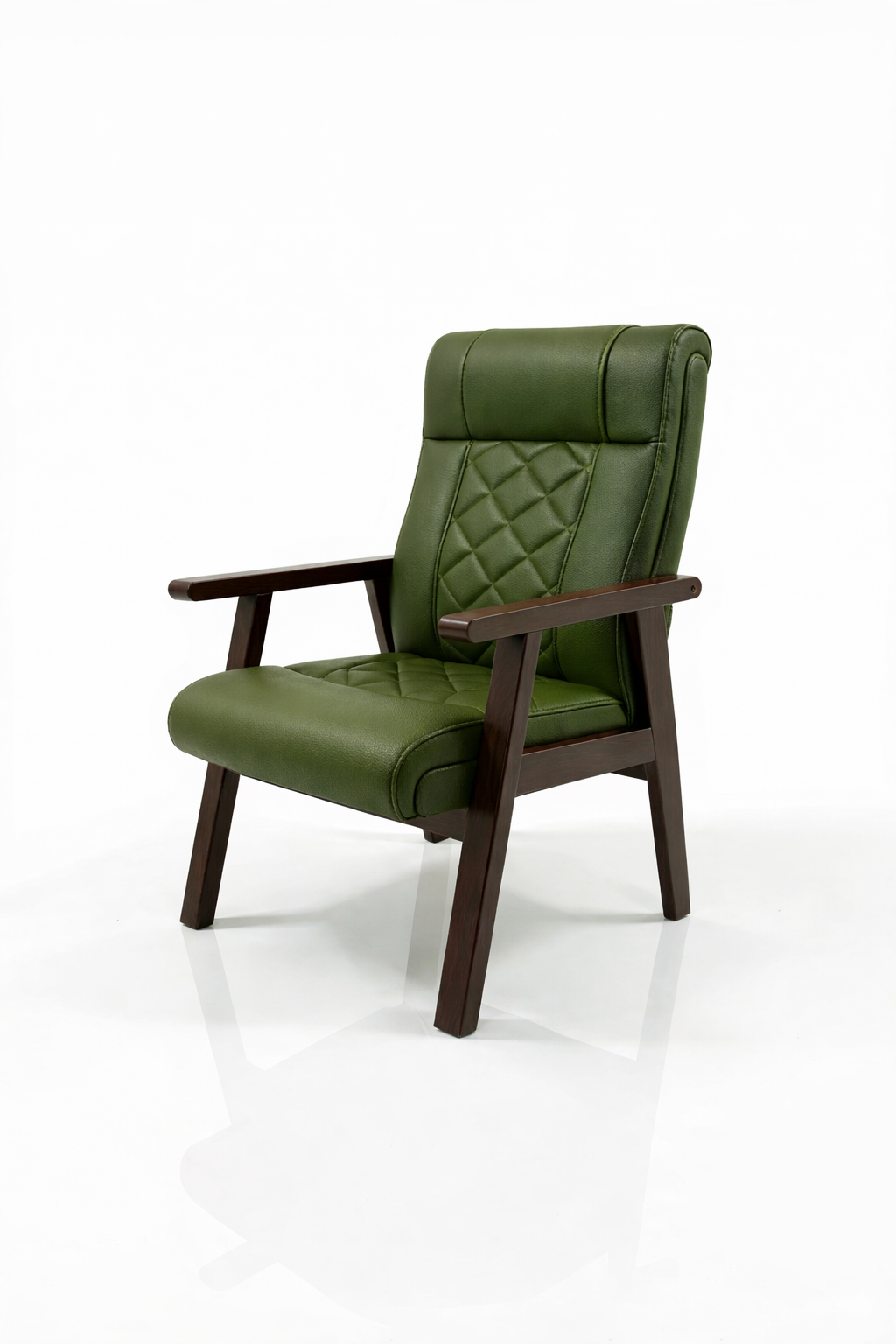 Capital office chair, fixed leather, natural wood frame