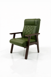 Capital office chair, fixed leather, natural wood frame