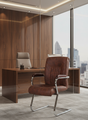 كلاسيك مود كرسي مكتب طبي جلد ثابت فريم كروم