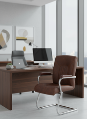 كلاسيك مود كرسي مكتب طبي جلد ثابت فريم كروم