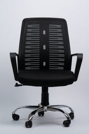 روما كرسي ميش طبي مودرن فريم أسود وسط نجمة كروم