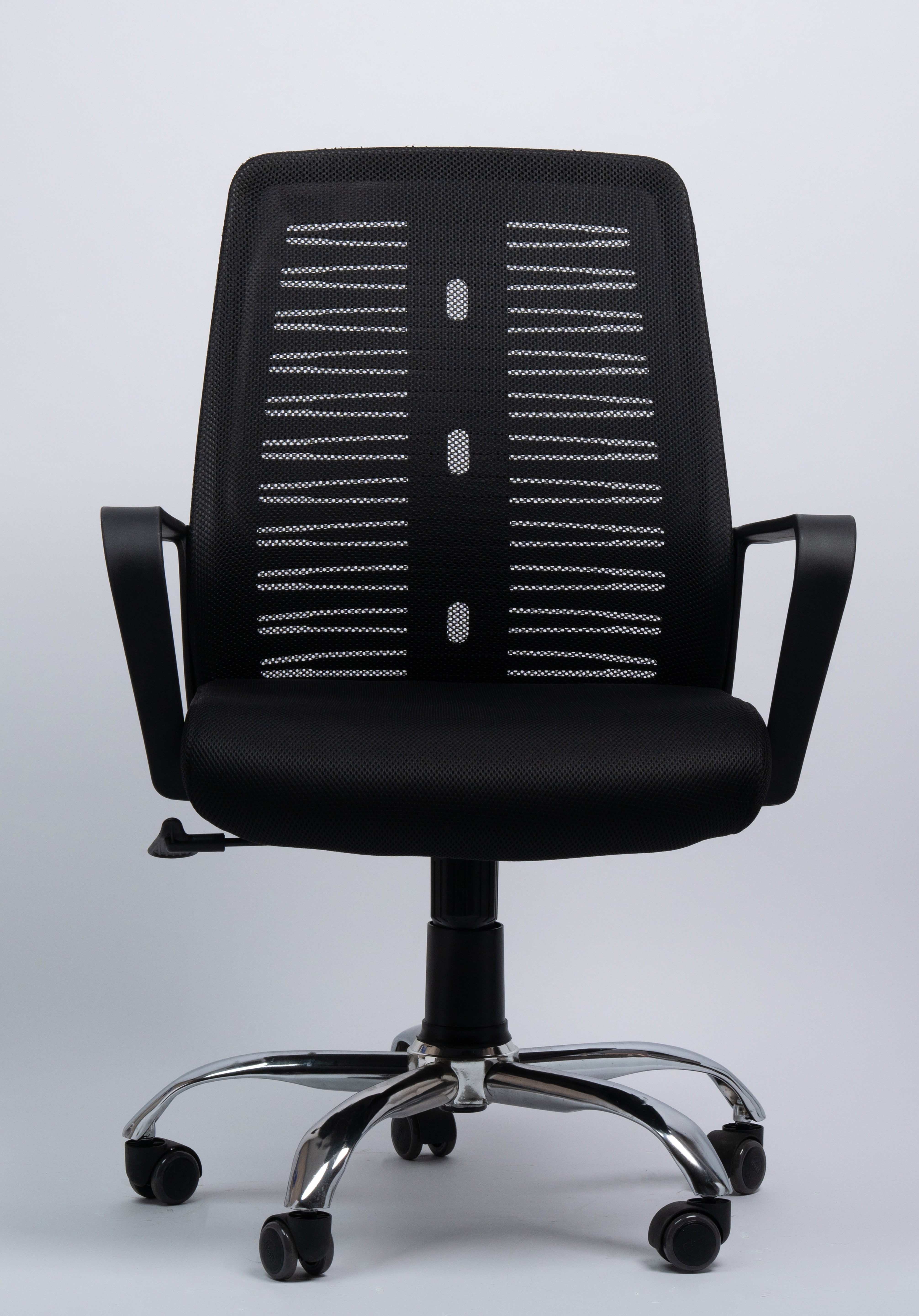 روما كرسي ميش طبي مودرن فريم أسود وسط نجمة كروم