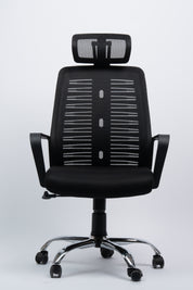 روما كرسي ميش طبي مودرن فريم أسود نجمة كروم