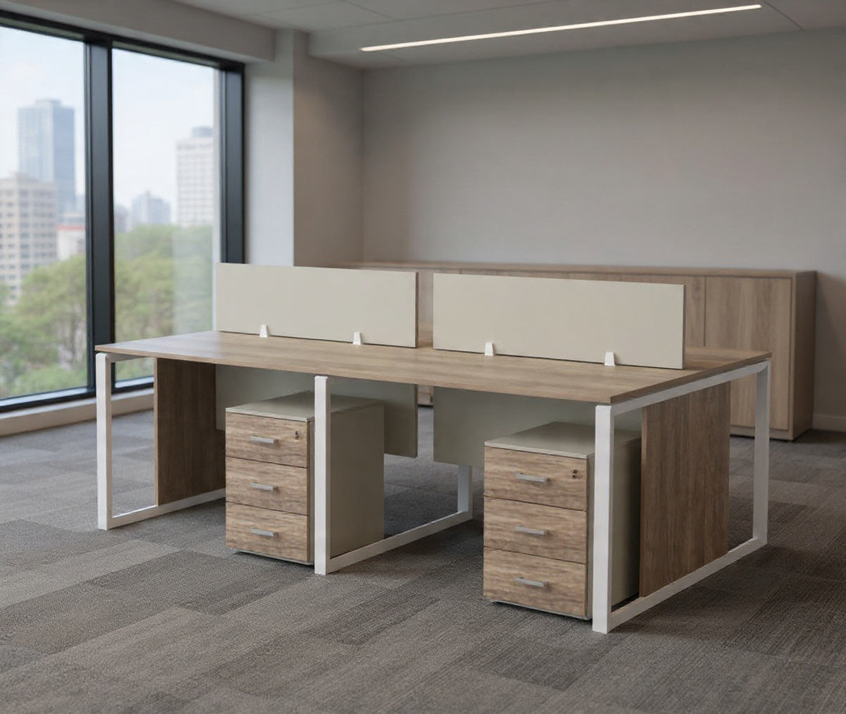 فيرونا خلية عمل جماعية 1 فرد 120*60 مرتكزة علي فريم معدن شامل وحدة تخزين