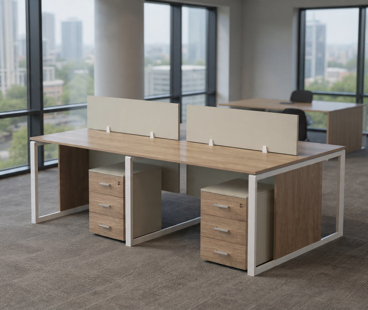 فيرونا خلية عمل جماعية 1 فرد 120*60 مرتكزة علي فريم معدن شامل وحدة تخزين