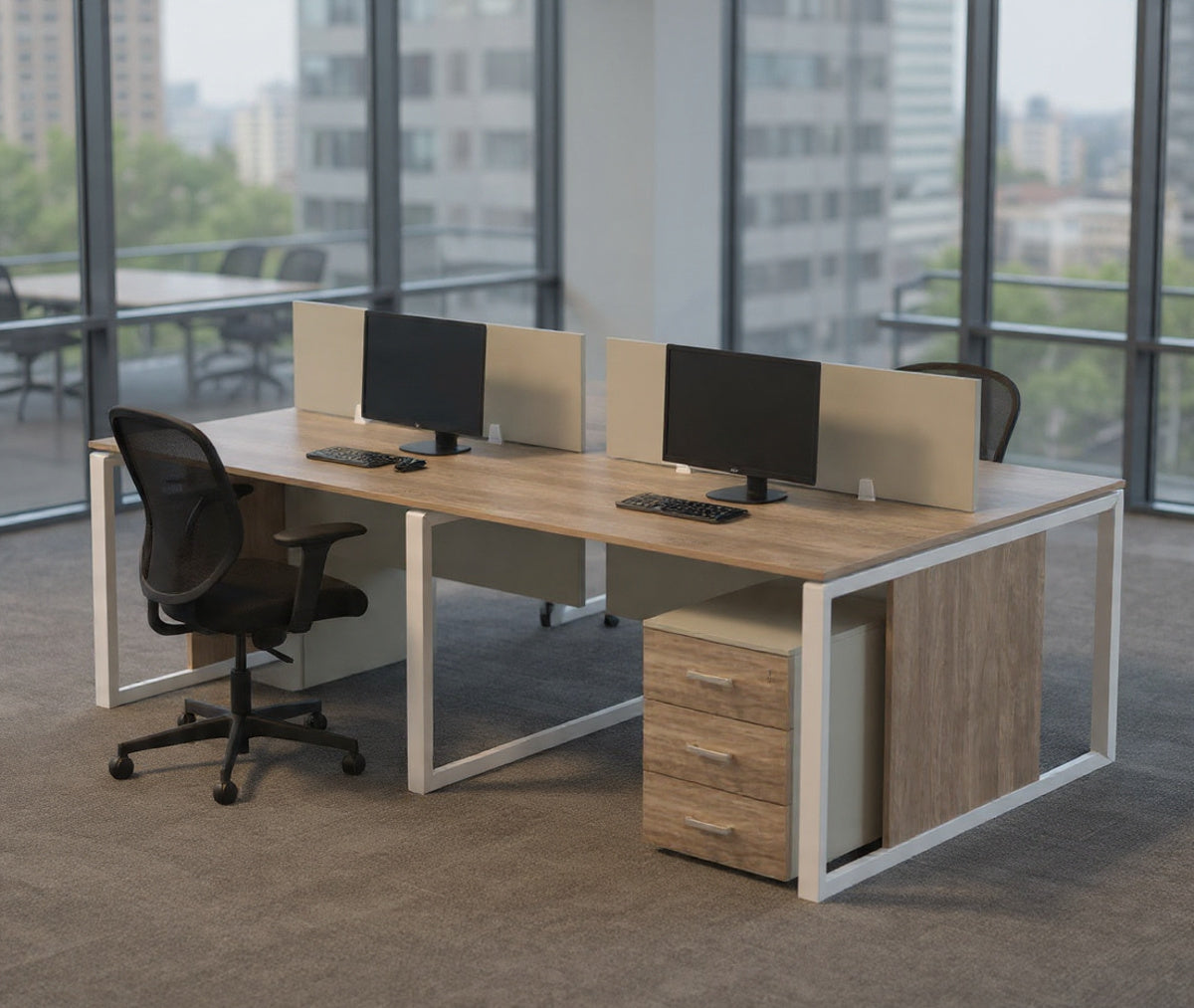 فيرونا خلية عمل جماعية 1 فرد 120*60 مرتكزة علي فريم معدن شامل وحدة تخزين