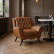 كرسي طعام فليكس فريم حشب مكسو جلد مطرز