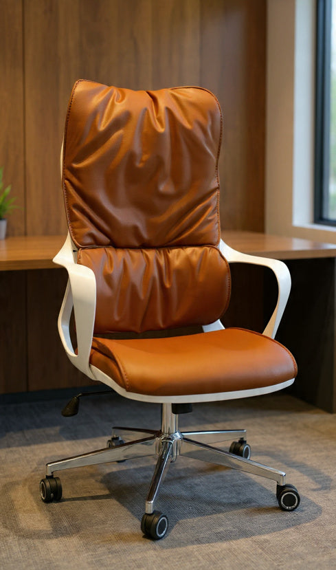 فونيكس كرسي مكتب مودرن طبي جلد متحرك فريم ابيض