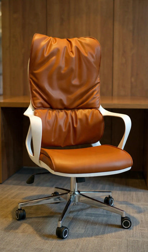 فونيكس كرسي مكتب مودرن طبي جلد متحرك فريم ابيض