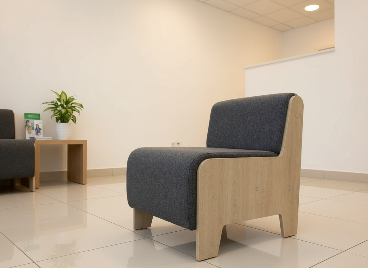 فولدنج كرسي فوتيه مكتب مودرن فريم خشب مبطن قماش كتان